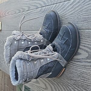 Rock & Candy Danlea Herringbone Fur Ankle Boots - Gray Womens 7.5